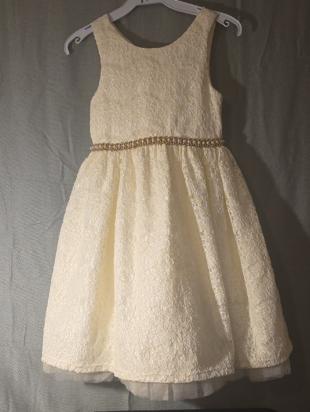 American Princess Cream Lace Dress with Gold Beaded Waist